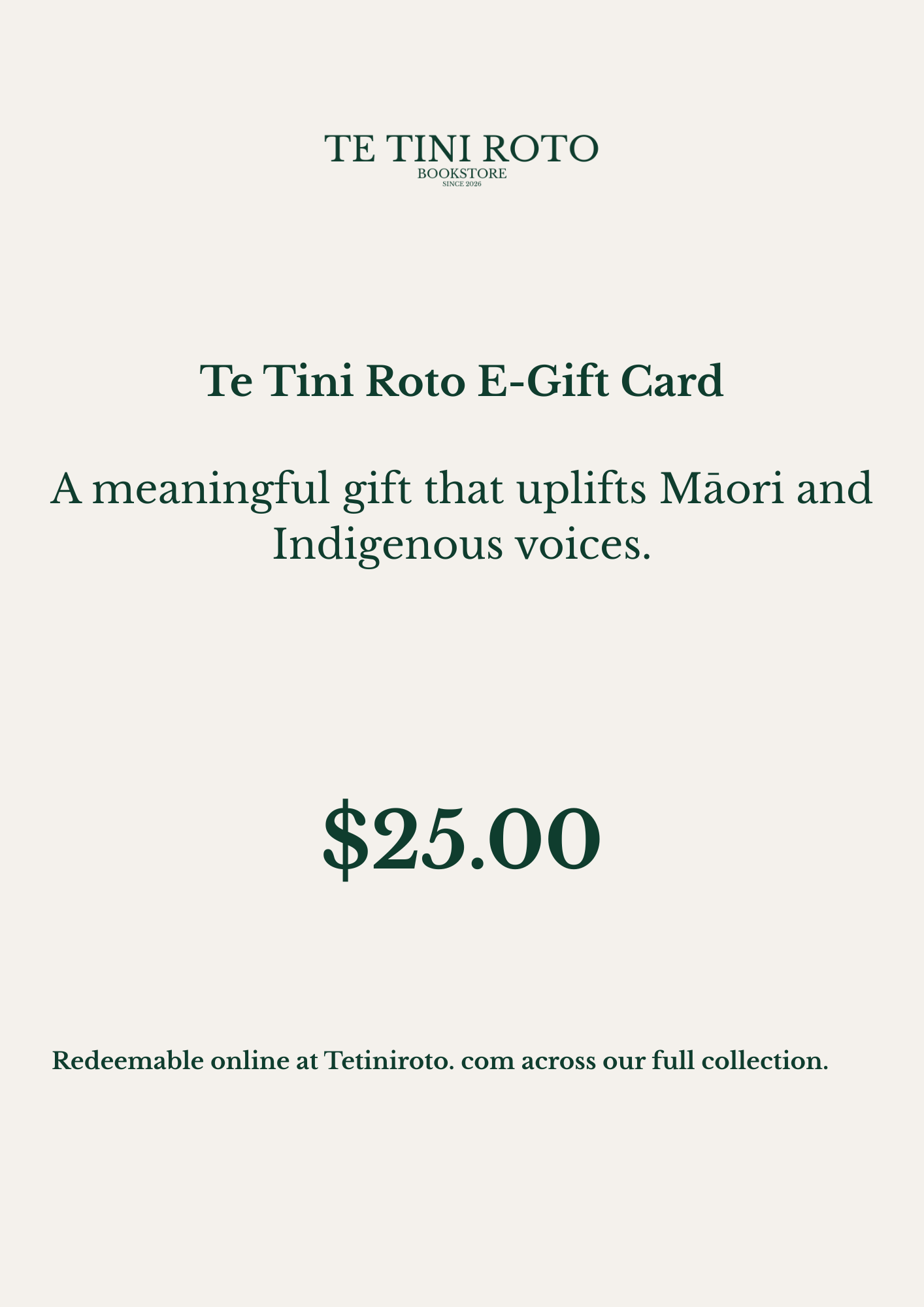 Te Tini Roto e-Gift Card