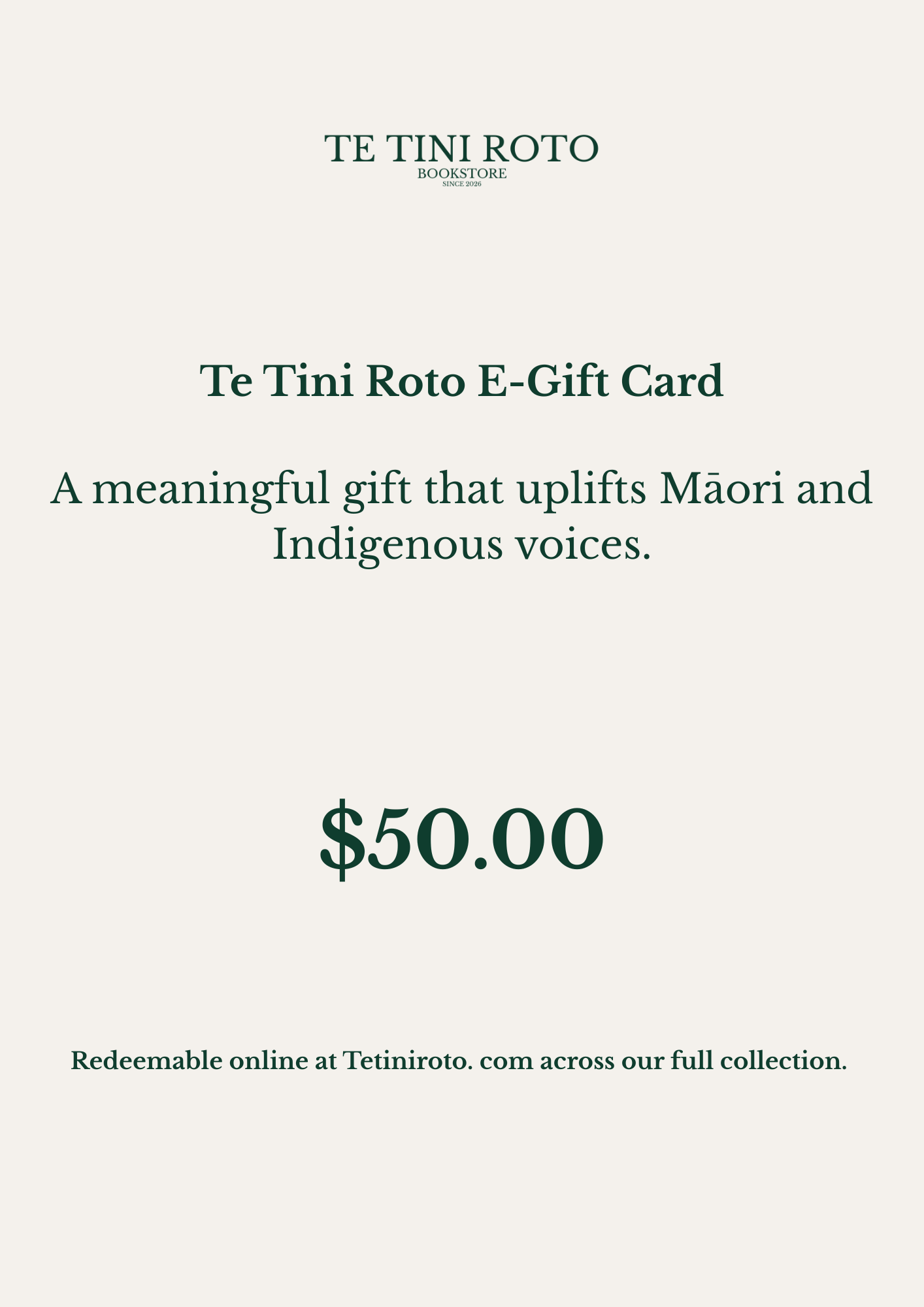 Te Tini Roto e-Gift Card