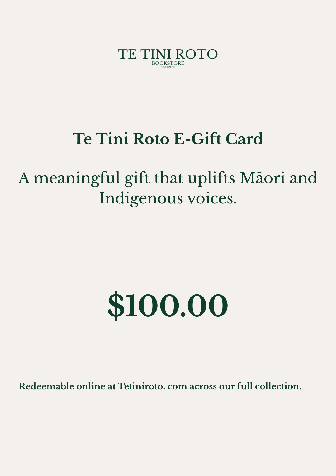 Te Tini Roto e-Gift Card